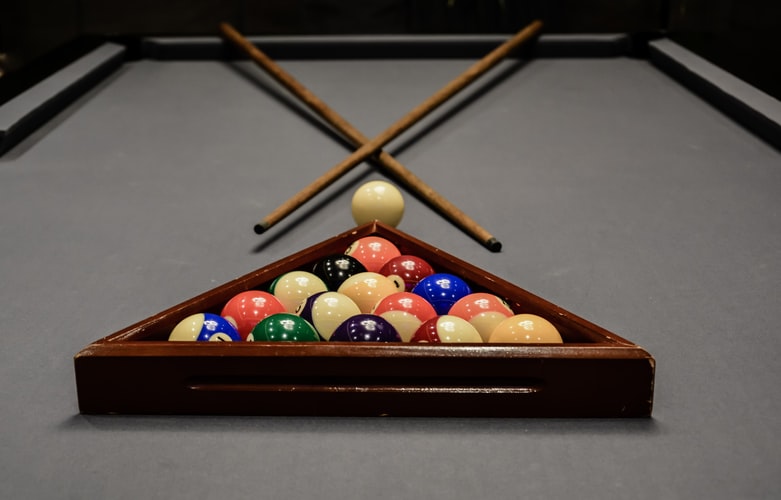 Pool balls inside a rack