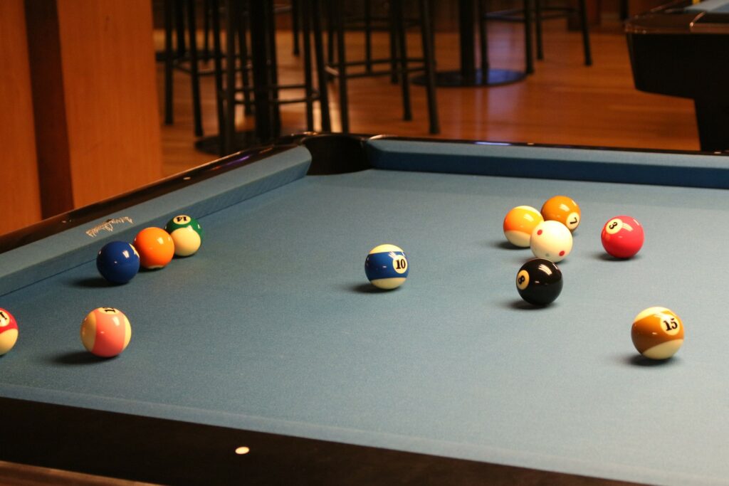 Pool balls on a budget pool table