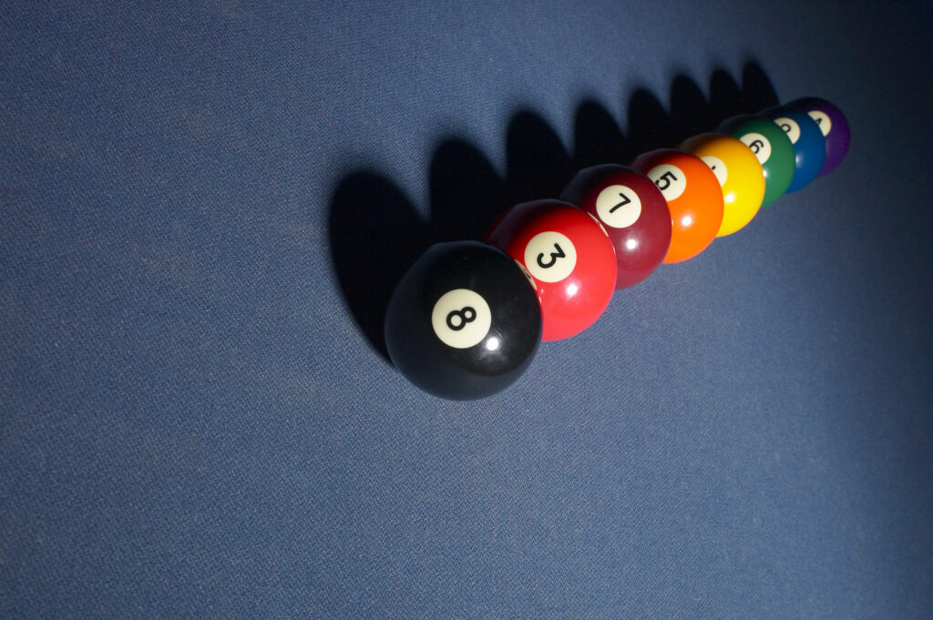 Balls lined up in the best pool table felt