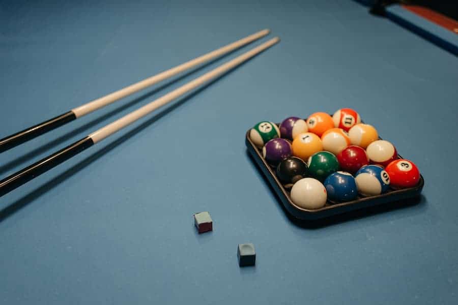 Billiard balls preparing on pool table